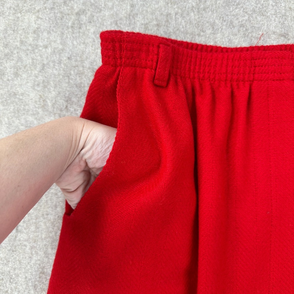 VTG Alfred Dunner Wool Skirt 10‎ With Pockets And Slit Red Fall Old money Retro - Picture 4 of 12